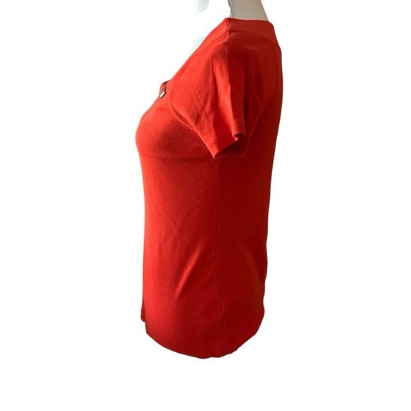 Rafaella Short Sleeve Red Cotton Top Size Small - Picture 3 of 5